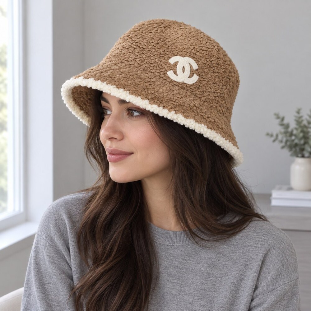 CHANEL Brown Shearling Bucket Hat - Picture 3 of 6